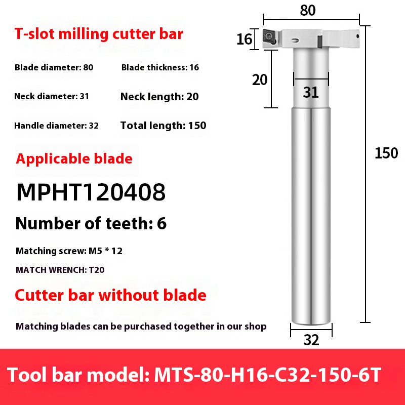 2065-T-slot milling cutter rod CNC slotting HTS three-edged machining center numerical control T-slot milling cutter rod thickness 6 8 10 12 Shandong Denso Pricision Tools Co.,Ltd.